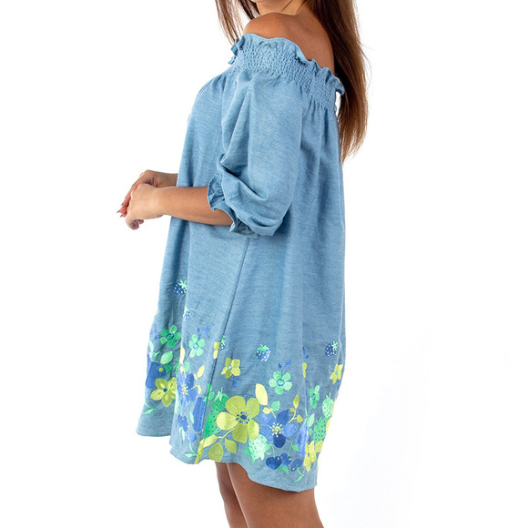 ELMAS PHIL SKY BLUE TUNIC DRESS | WOMENS SIZE M - Picture 3 of 5